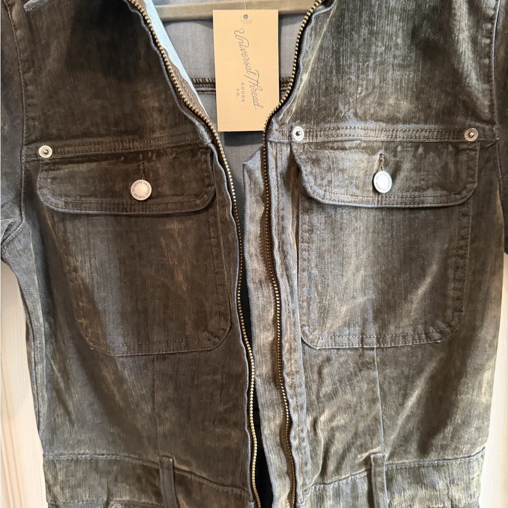 NWT Moss Green Velvet Denim Jumpsuit - Picture 6 of 13